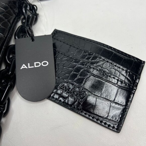NWT ALDO Griregann Faux Leather Small Shoulder Purse Chain Strap Card Holder Set - Picture 14 of 15